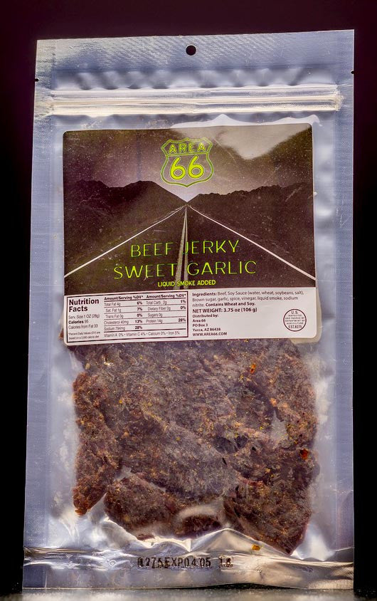 Area 66 brand sweet garlic beef jerky