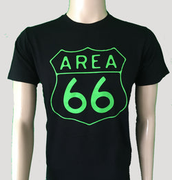 Area 66 logo t-shirt green logo on black
